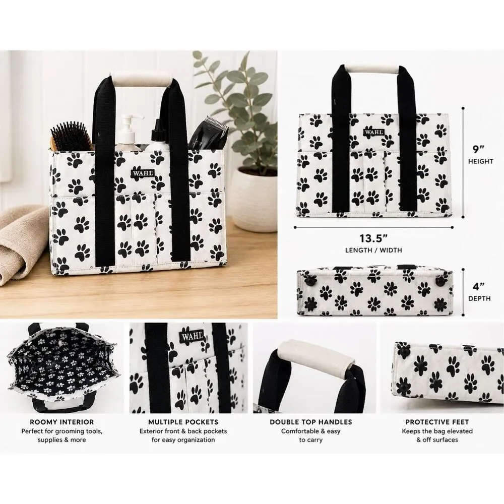 WAHL Paw Print Grooming Tote Bag Pet Supplies Organizer Utility Carry Caddy